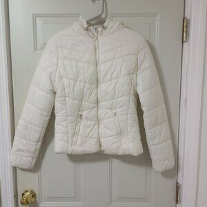 Bershka Puffer Jacket Women’s Size M Cream Zip Up